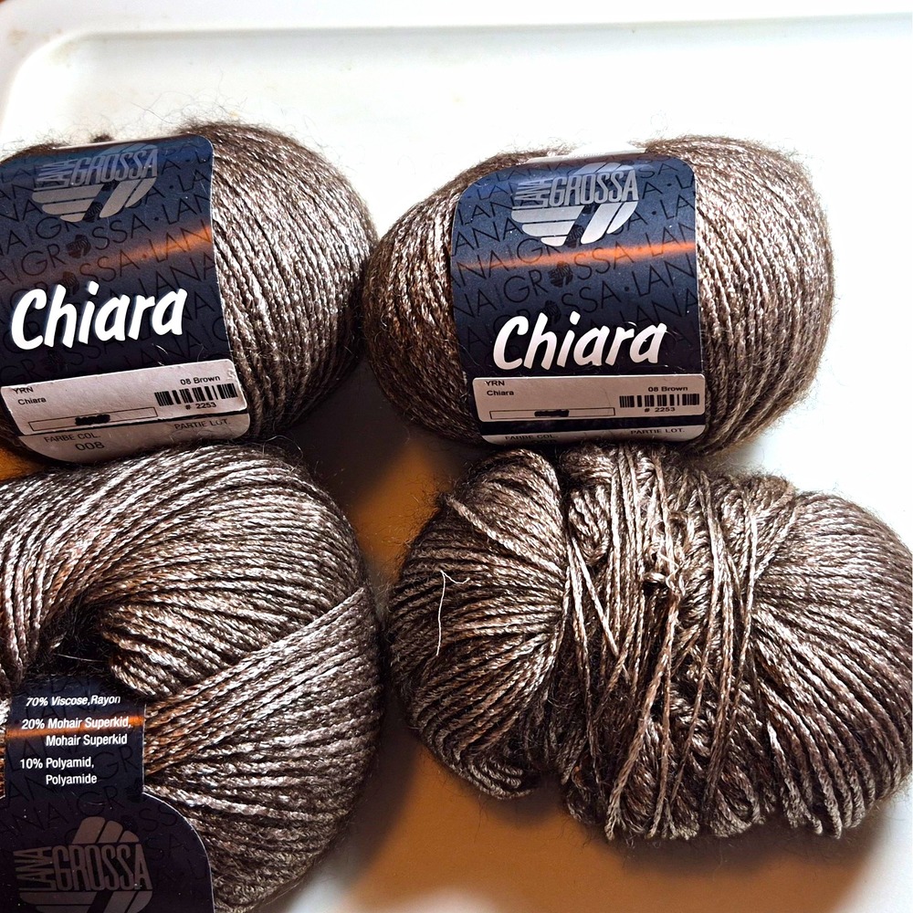 Lana Grossa Chiara Superkid Mohair Worsted Brown Yarn Lot 4 Skeins 2253
